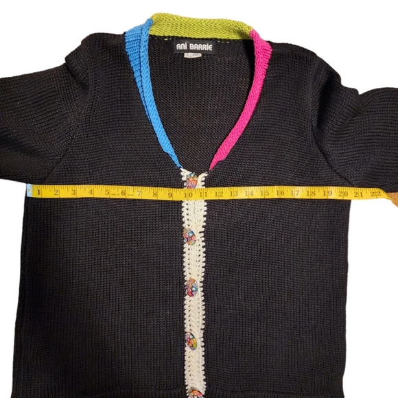Vintage Ani Barrie Size Large Buttom Up Cardigan Sweater Black - Picture 12 of 12
